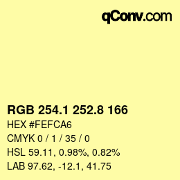 カラーコード: RGB 254.1 252.8 166 | qconv.com