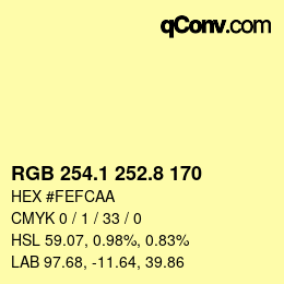 Color code: RGB 254.1 252.8 170 | qconv.com
