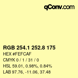Color code: RGB 254.1 252.8 175 | qconv.com