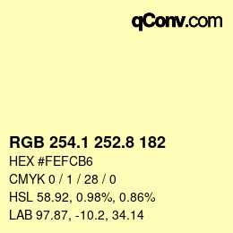 カラーコード: RGB 254.1 252.8 182 | qconv.com