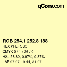 Color code: RGB 254.1 252.8 188 | qconv.com