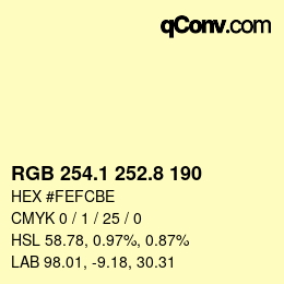カラーコード: RGB 254.1 252.8 190 | qconv.com