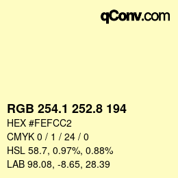 Color code: RGB 254.1 252.8 194 | qconv.com