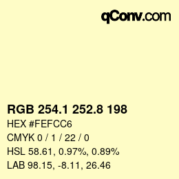 カラーコード: RGB 254.1 252.8 198 | qconv.com