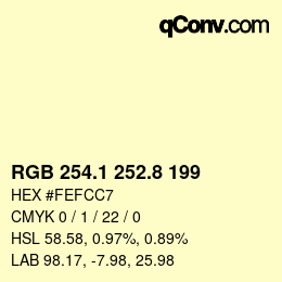 Color code: RGB 254.1 252.8 199 | qconv.com