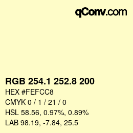Color code: RGB 254.1 252.8 200 | qconv.com