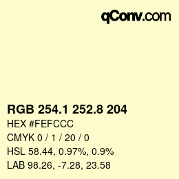カラーコード: RGB 254.1 252.8 204 | qconv.com