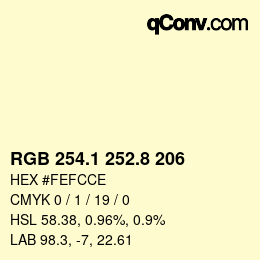 Color code: RGB 254.1 252.8 206 | qconv.com