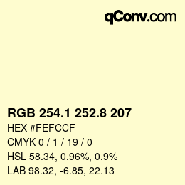 Color code: RGB 254.1 252.8 207 | qconv.com