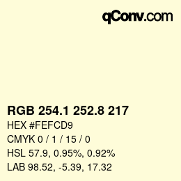 Color code: RGB 254.1 252.8 217 | qconv.com