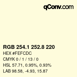 Color code: RGB 254.1 252.8 220 | qconv.com