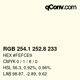カラーコード: RGB 254.1 252.8 233 | qconv.com