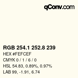 Color code: RGB 254.1 252.8 239 | qconv.com