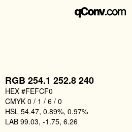 Color code: RGB 254.1 252.8 240 | qconv.com