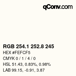 Color code: RGB 254.1 252.8 245 | qconv.com