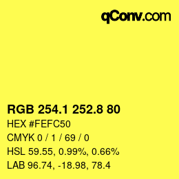 カラーコード: RGB 254.1 252.8 80 | qconv.com
