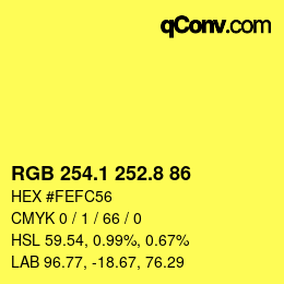 カラーコード: RGB 254.1 252.8 86 | qconv.com