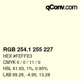カラーコード: RGB 254.1 255 227 | qconv.com