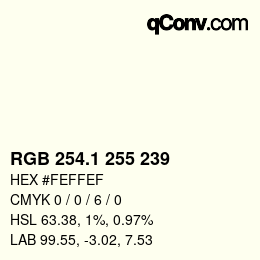 カラーコード: RGB 254.1 255 239 | qconv.com
