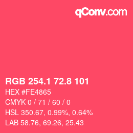 カラーコード: RGB 254.1 72.8 101 | qconv.com