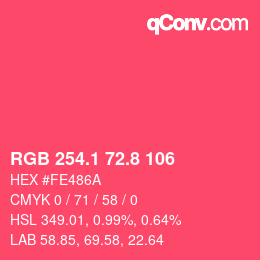 カラーコード: RGB 254.1 72.8 106 | qconv.com