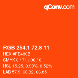 カラーコード: RGB 254.1 72.8 11 | qconv.com
