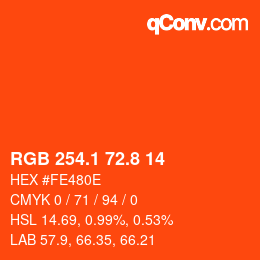 カラーコード: RGB 254.1 72.8 14 | qconv.com