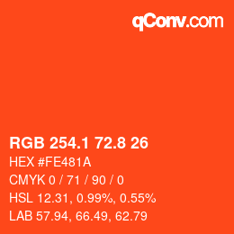 カラーコード: RGB 254.1 72.8 26 | qconv.com