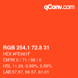 Color code: RGB 254.1 72.8 31 | qconv.com
