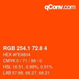 カラーコード: RGB 254.1 72.8 4 | qconv.com