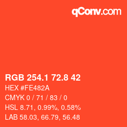Farbcode: RGB 254.1 72.8 42 | qconv.com