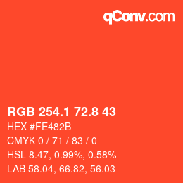 カラーコード: RGB 254.1 72.8 43 | qconv.com