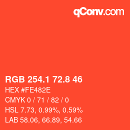 カラーコード: RGB 254.1 72.8 46 | qconv.com