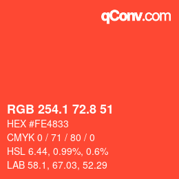 カラーコード: RGB 254.1 72.8 51 | qconv.com