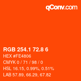 カラーコード: RGB 254.1 72.8 6 | qconv.com