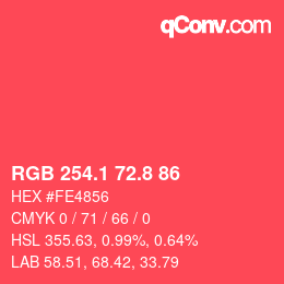 カラーコード: RGB 254.1 72.8 86 | qconv.com