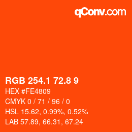 カラーコード: RGB 254.1 72.8 9 | qconv.com