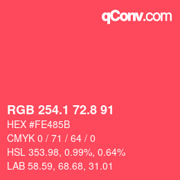 カラーコード: RGB 254.1 72.8 91 | qconv.com