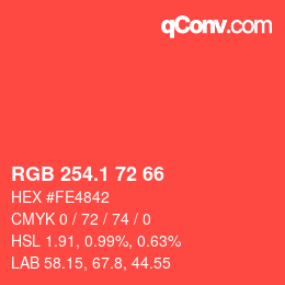 カラーコード: RGB 254.1 72 66 | qconv.com
