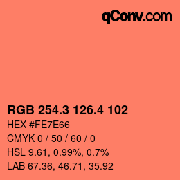 カラーコード: RGB 254.3 126.4 102 | qconv.com