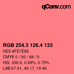 カラーコード: RGB 254.3 126.4 133 | qconv.com