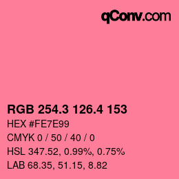 カラーコード: RGB 254.3 126.4 153 | qconv.com