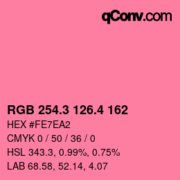 カラーコード: RGB 254.3 126.4 162 | qconv.com