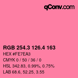 カラーコード: RGB 254.3 126.4 163 | qconv.com