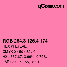 カラーコード: RGB 254.3 126.4 174 | qconv.com