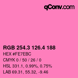 カラーコード: RGB 254.3 126.4 188 | qconv.com