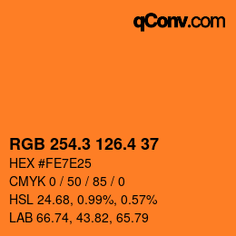 カラーコード: RGB 254.3 126.4 37 | qconv.com