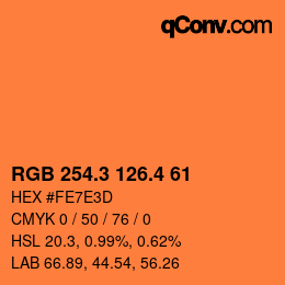カラーコード: RGB 254.3 126.4 61 | qconv.com