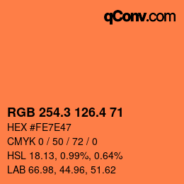 カラーコード: RGB 254.3 126.4 71 | qconv.com