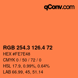 カラーコード: RGB 254.3 126.4 72 | qconv.com